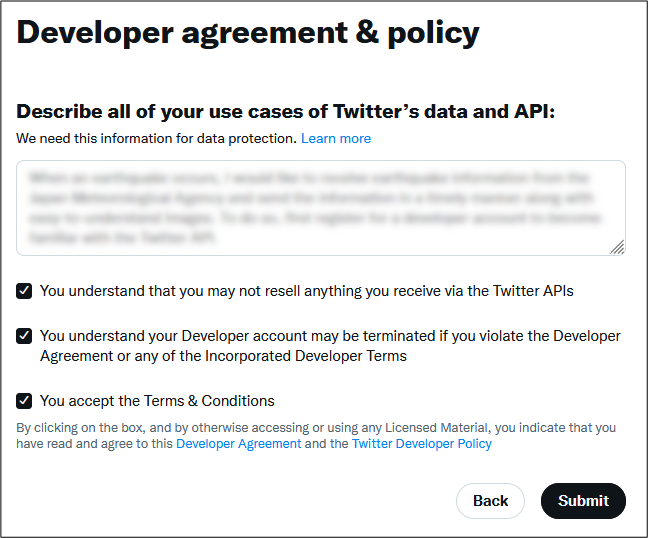 Twitter Developer agreement & policy