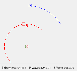 強震モニタ PS波画像からP波・S波・震央の位置をスキャン melanion